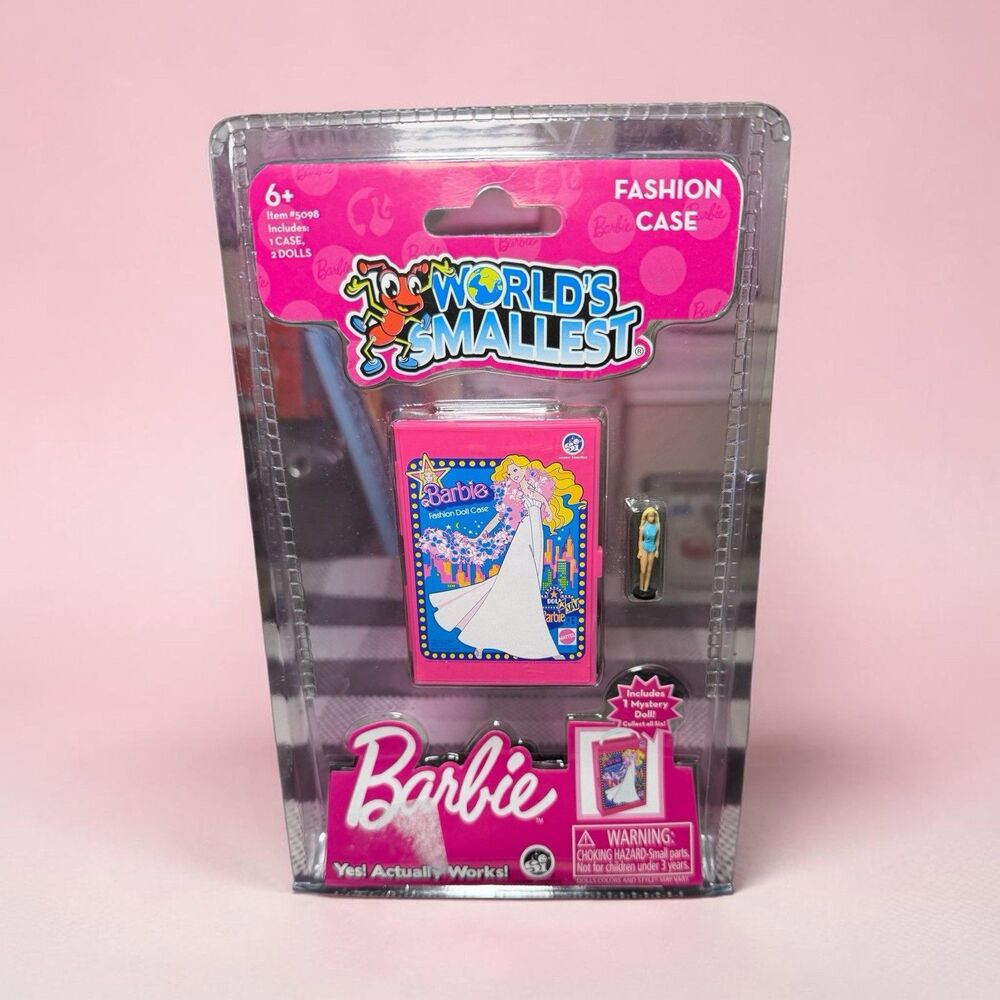 World's Smallest BARBIE FASHION CASE/2 Miniature Dolls Malibu Barbie New!